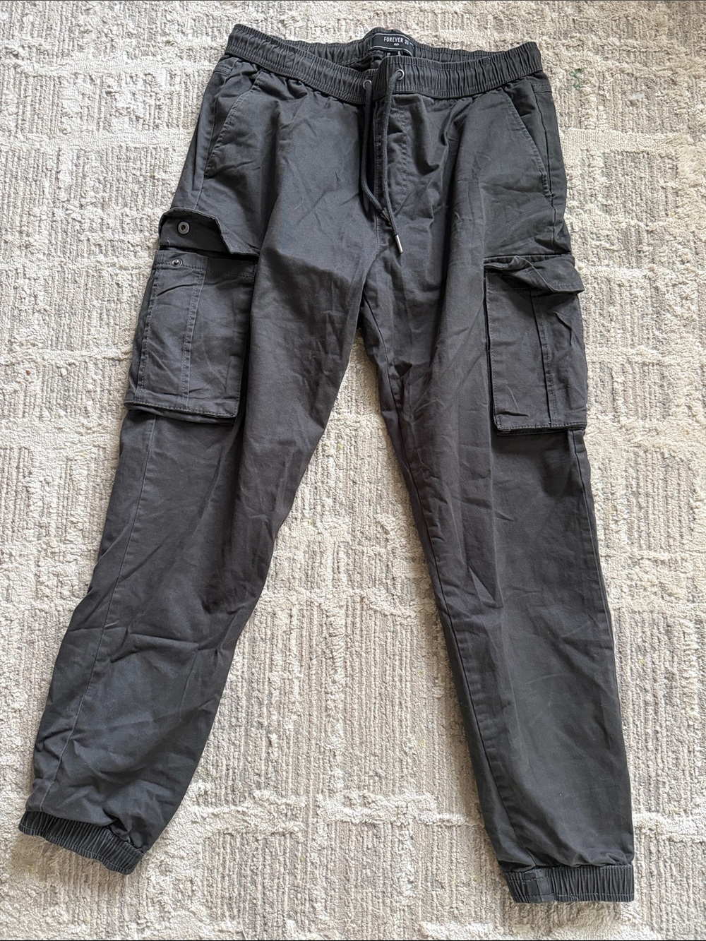 Woman’s Black Cargo Jogger Pants - Drawstring Waist